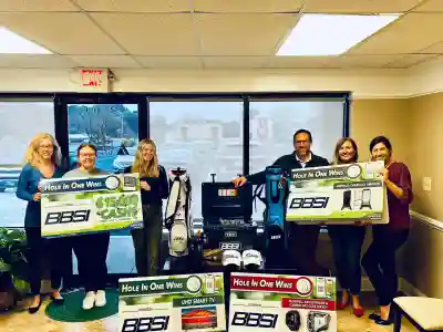 Jim Fuss of BBSI and members of Junior Achievement of the Eastern Shore pose for a photo prior to the 36th Annual Golf Tournament hosted by JA.